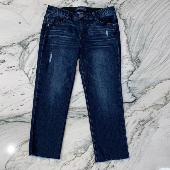 Democracy Ab Solution Crop Jeans Size 6 Raw‎ Hem Distressed Denim - Picture 1 of 10